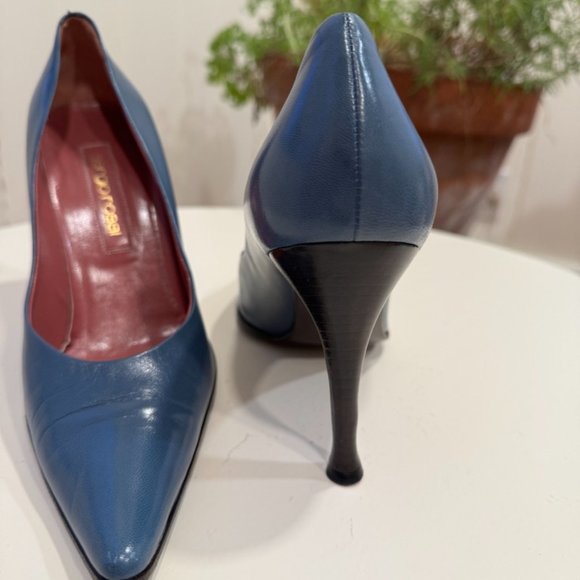 SERGIO ROSSI  GODIVA LEATHER PUMPS SZ 8 US EU 38.5 Beautiful Blue - Picture 4 of 7